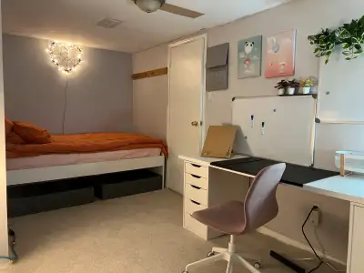 If you see this ad, room is available. Please don't ask! A fully furnished basement bedroom in a fam...