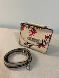 GUESS Floral Bag w/ Silver Handle and Sling Strap