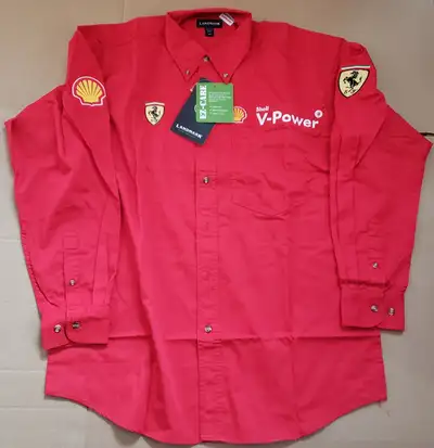 New with Tags Scuderia Ferrari Formula 1 racing team long sleeve button down shirt Embroidered Ferra...