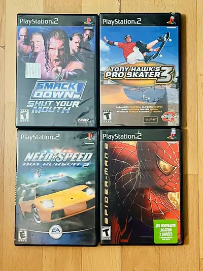 Tous complet CiB Spider Man 2 Need for speed Hot pursuit 2 Tony hawk 3 Smack down shut your mouth Co...