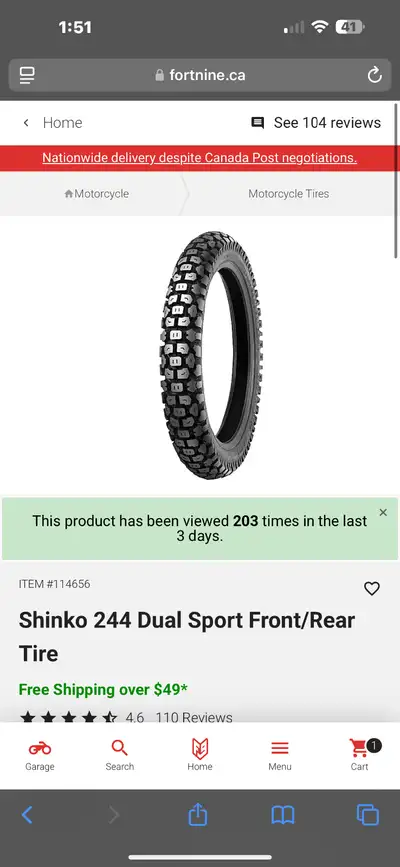 Pneu Shinko 244 4.0 x 17 Front/Rear Neuf, View more