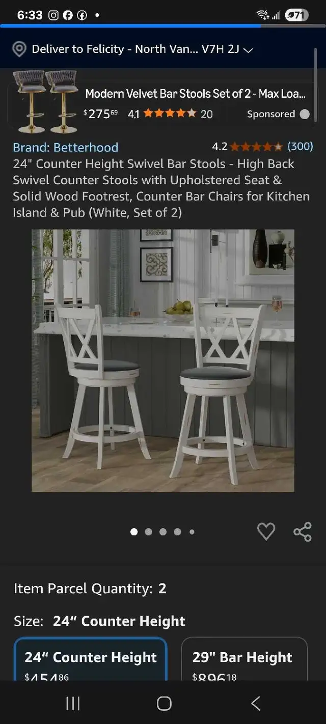 kitchen Swivel Bar Stools, 24" brand new in Chairs & Recliners in Mississauga / Peel Region - Image 3
