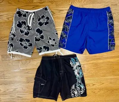 SWIM TRUNKS/BOARD SHORTS 3 PAIR (MEN'S XL & MEN'S LG & YOUTH LG), View more