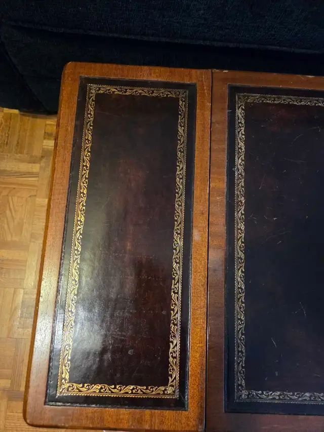 Unique antique Leather Topped Wood Coffee Table in Coffee Tables in City of Toronto - Image 7