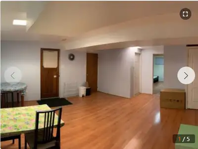 two bedrooms in basement with a living room for rent
