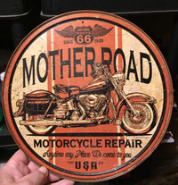 2 Route 66 USA Motorcycle Metal signs