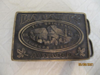 Vintage 1976 Labatts Award Brass Belt Buckle w/bottle opener