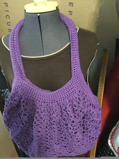 Market bags - crochet by myself 100% mercerized cotton yarn Colors I have in stock- Purple, Tangerin...