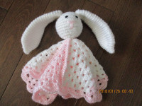 Security Blanket - Hand Made Crochet Bunny Lovey-NEW