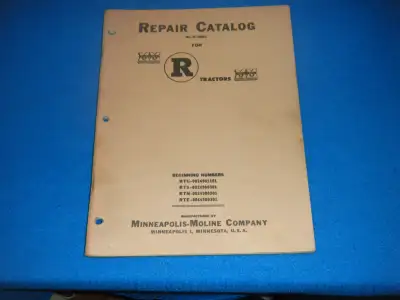 Minneapolis Moline R Tractors Parts Catalog shipping available at your cost any questions please mes...