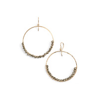 SONYA RENÉE LEYLA SEMIPRECIOUS PYRITE HOOP EARRINGS