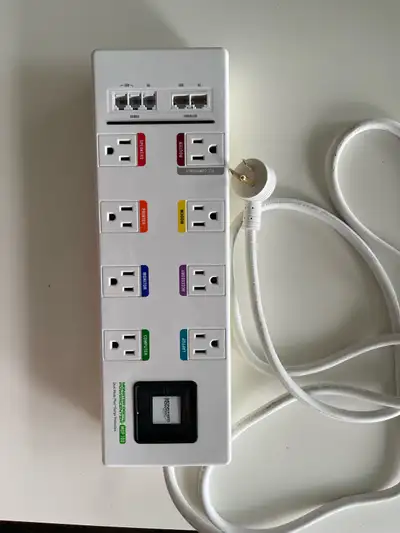 This is a Monster Power HTS 1000 power bar, designed to protect your electronic devices with dual-mo...