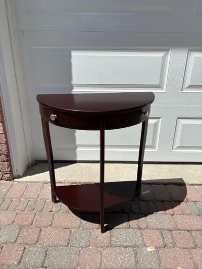Wood Demilune Console Table with Swing-Out Drawers, View more