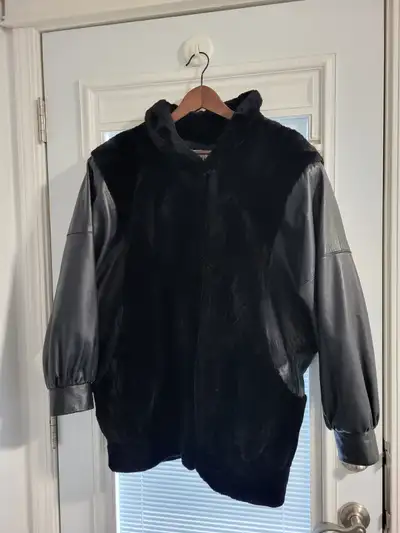 Sheared Beaver Fur & Leather Jacket, View more