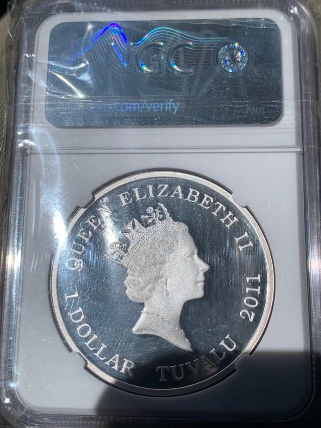 NGC graded 1 Oz Silver Coin 2011 $1 Tuvalu Transformers in Arts & Collectibles in Oakville / Halton Region - Image 2