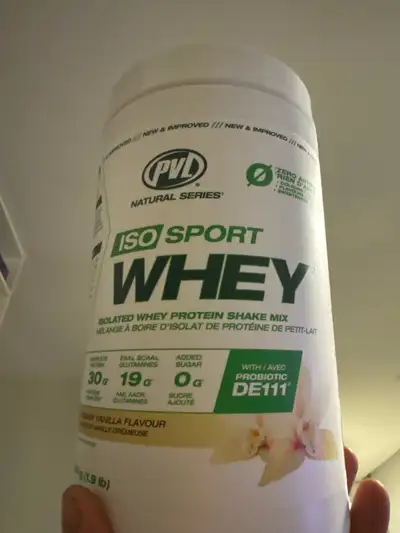 PVL ISO SPORT WHEY (Natural Series) protein powder — vanilla flavour. Brand new, full, never used. S...