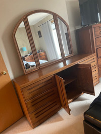 Dresser with mirror and night stand 