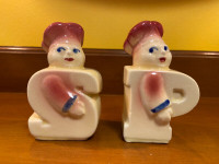 Vintage Japan Ceramic Chef Salt and Pepper Shakers Shape S and P