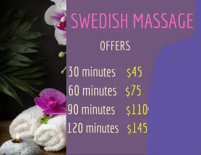 Relaxing Swedish M A S S A G E $45 (European), View more