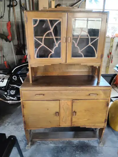 Antique Small Art Deco Style 2 pc Sideboard & Hutch, View more