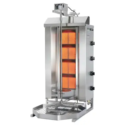 Potis GD4 Natural Gas 4 Burner Vertical Doner Kebab Machine- 38,000 BTU Specifications: * High quali...