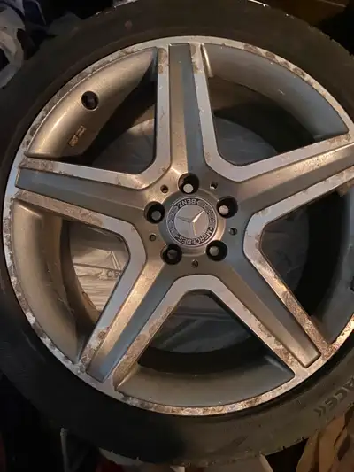 4 - 235 45 ZR19 All Season Tires with Rims 5x112 Bolt Pattern All Balanced with Pressure Sensors Mul...