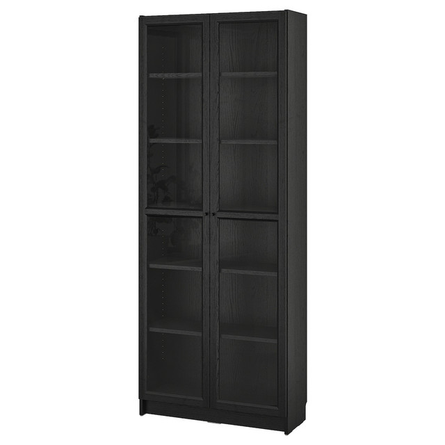 IKEA BILLY / OXBERG Bookcase • Glass Doors • Black Oak • Bookshe in Bookcases & Shelving Units in Oshawa / Durham Region