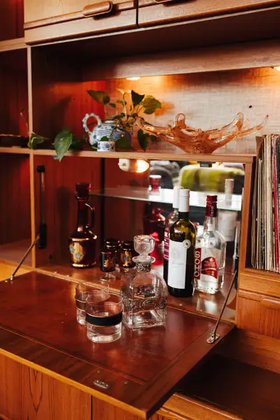 Midcentury Teak Vintage Wall Unit w/ Bar + Record Storage (Dan, View more
