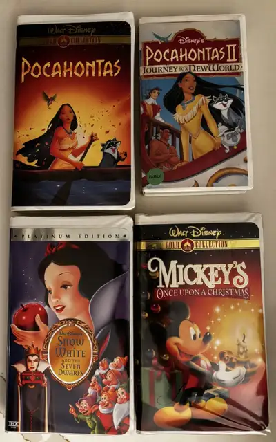 Relive the magic with these classic Disney VHS tapes, including Pocahontas, Pocahontas II: Journey t...