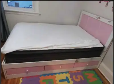 Full size adult/kids Bed Frame with mattress, View more