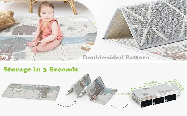 Fodoss Baby Playpen with Mat 47x47x27 in in Playpens, Swings & Saucers in Markham / York Region - Image 5