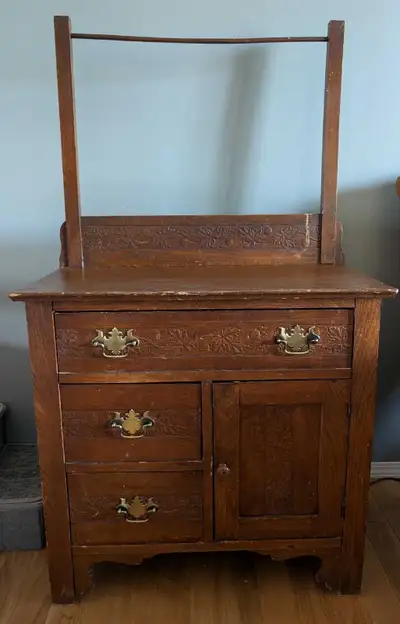 Antique oak washstand, View more
