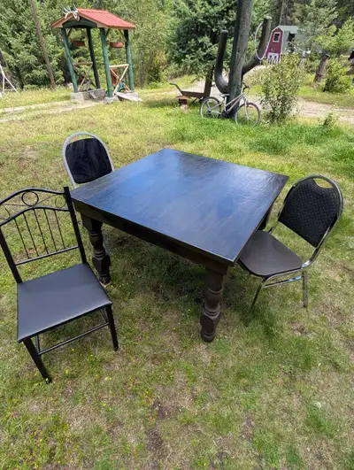 Ebony Table and 3 Chairs, View more