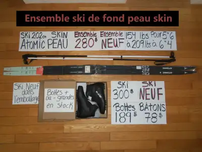 Ensembles kit ski de fond skin peau NEUF ENSEMBLES COMPLET NEUF, View more