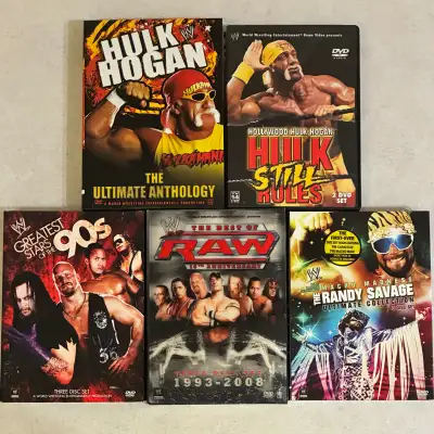 lot classic WWE wrestling DVD box sets - Savage, Hogan, Raw, 90s, View more