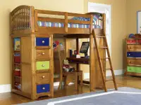 Cherry Loft Bed w/ Desk and Drawers for sale