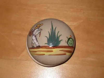 NEW Hand Painted Mexican Jewelry Pottery Box, View more