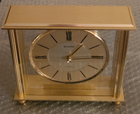 Beautiful vintage Bulova brass table clock