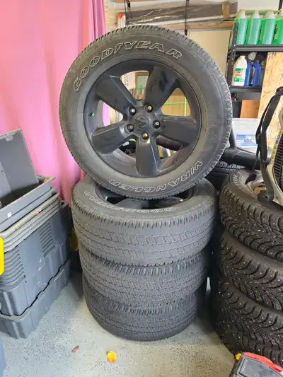 I have four black 20" wheels stock ram 1500 with 5x5.5 bolt pattern. Not beat up or anything. I also...
