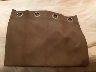 Set of 3 dark brown, corduroy, black out curtains. Each panel is 52" wide by 82" long.