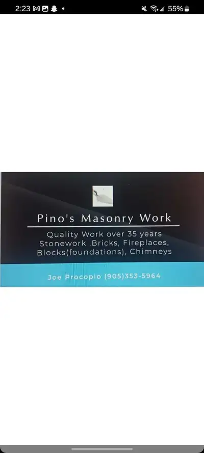 Pino's Masonry Work. Specializing in Quality Workmanship - over 20 years Experience Stonework, Brick...