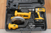 DEWALT  SAW  AND 1/2 " DRILL AND  LIGHT AND BATTERY AND CHARGER