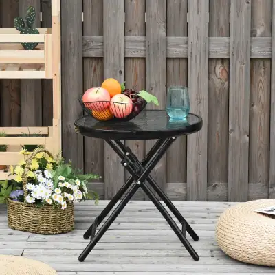 Outsunny Φ18" Round Patio Table, Folding Coffee Table with Tempe, View more