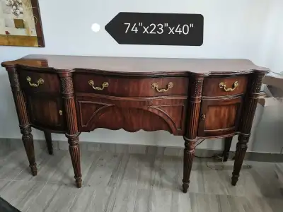 Bernhardt large solid wood console table, View more