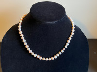 BNIB- 7-8mm Pink Freshwater Pearl Necklace with S925 Clasp 18” 