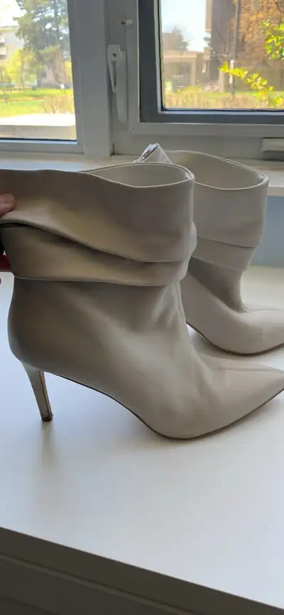 GUESS off white pointed toe boot with heel, View more