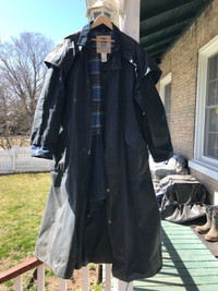 Vintage oilskin duster trench coat