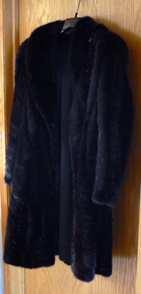 Full Length Ranch Mink Fur Coat with Hood