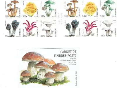 LUXEMBOURG. LIVRET de 12 timbrres CHAMPIGNONS/MUSHROOMS., View more