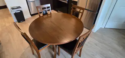 Solid Wood Dining Table + 4 Chairs – Great Condition, View more